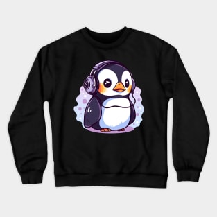 Cute Penguin With Headphones Crewneck Sweatshirt